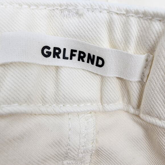 GRLFRND Denim Belted Ariana Zipper Pockets Mini Skirt In Bond Off White Size 26 - Picture 2 of 6